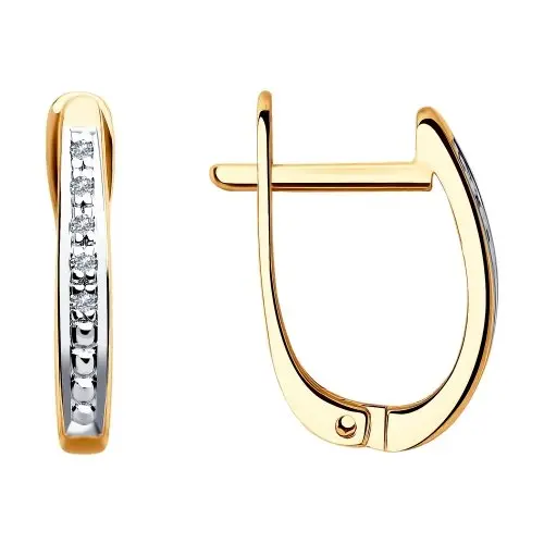 Серьги с английским замком из комбинированного золота