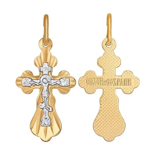 Подвеска крест из комбинированного золота