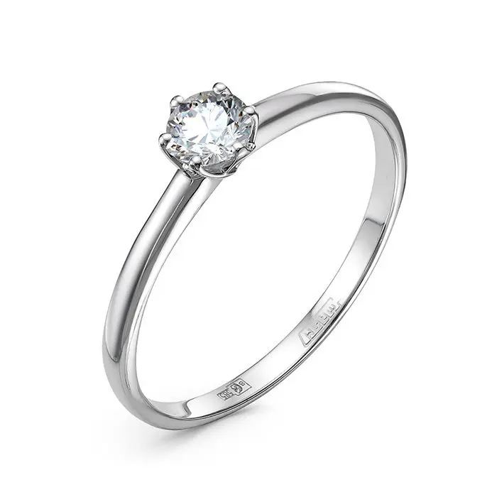 Кольцо помолвочное из белого золота