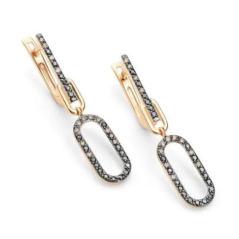 Серьги подвесные из красного золота