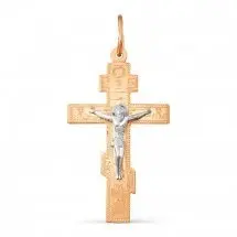 Подвеска крест из комбинированного золота
