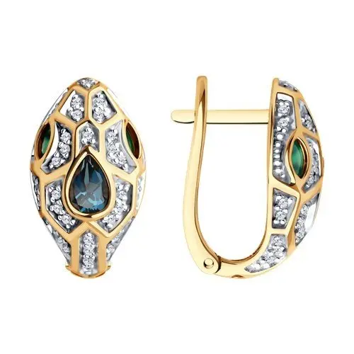 Серьги с английским замком из комбинированного золота