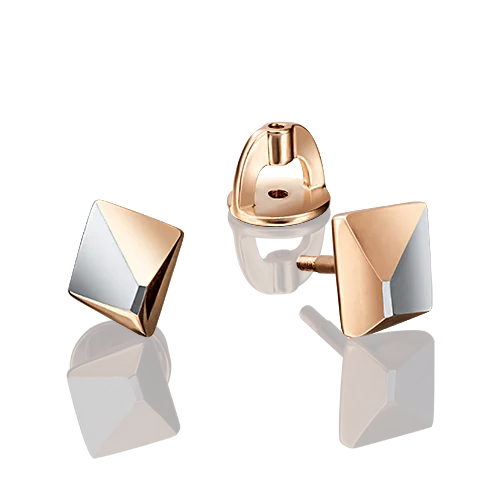 Серьги пуссеты из комбинированного золота вид 1