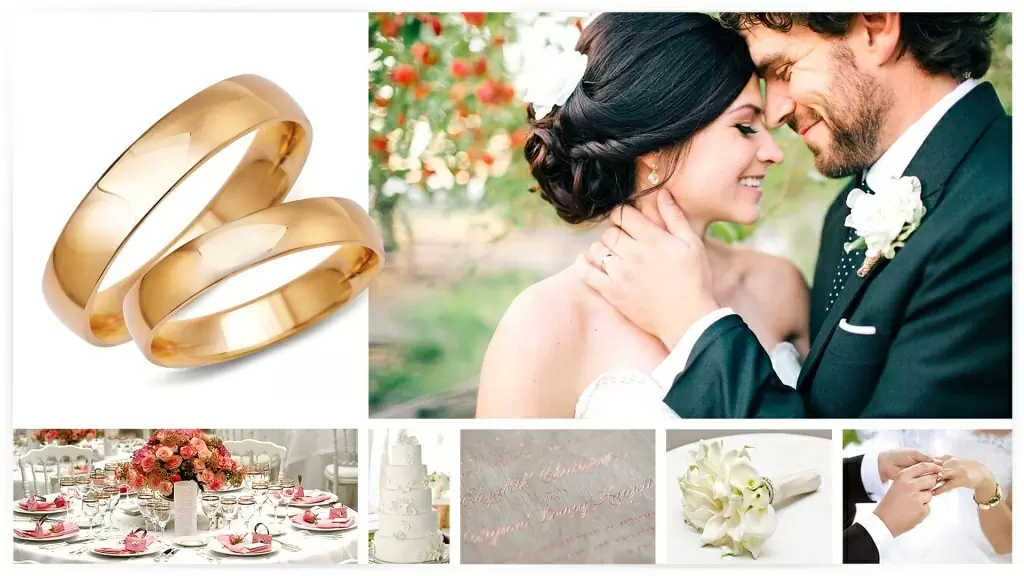 Классические гладкие обручальные кольца из желтого и белого золота