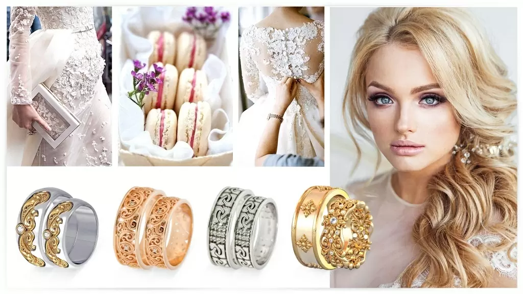 Обручальные кольца с декоративным плетением и узорами