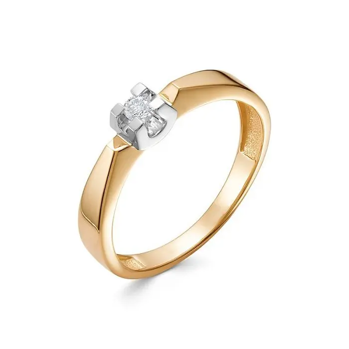 Кольцо помолвочное из комбинированного золота