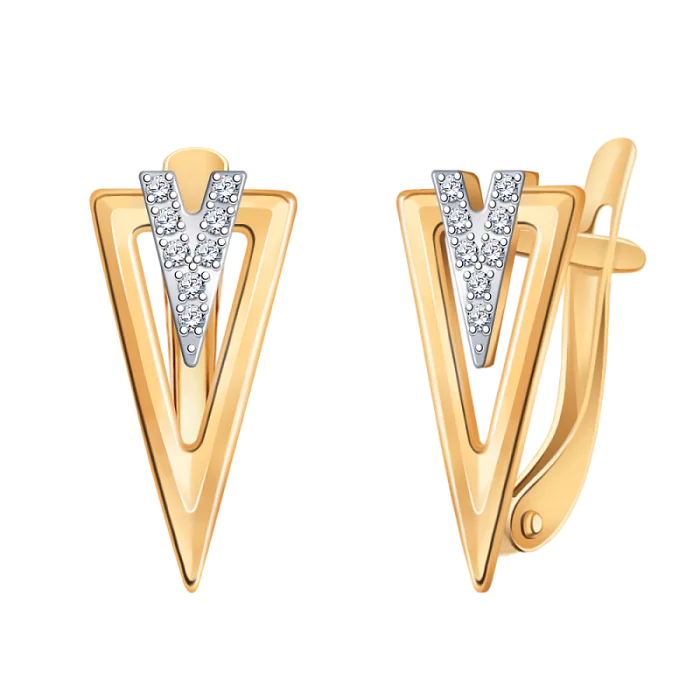 Серьги с английским замком из красного золота