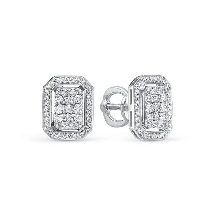 Серьги пуссеты из белого золота Серьги пуссеты из белого золота