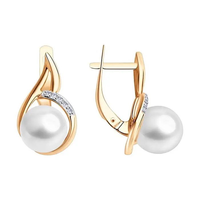 Серьги с английским замком из красного золота