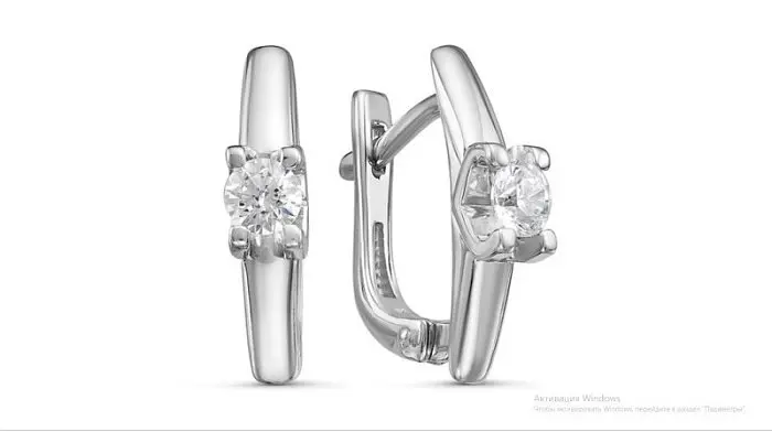 Серьги с английским замком из белого золота