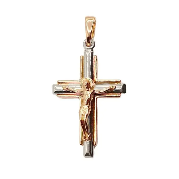 Подвеска крест из красного золота
