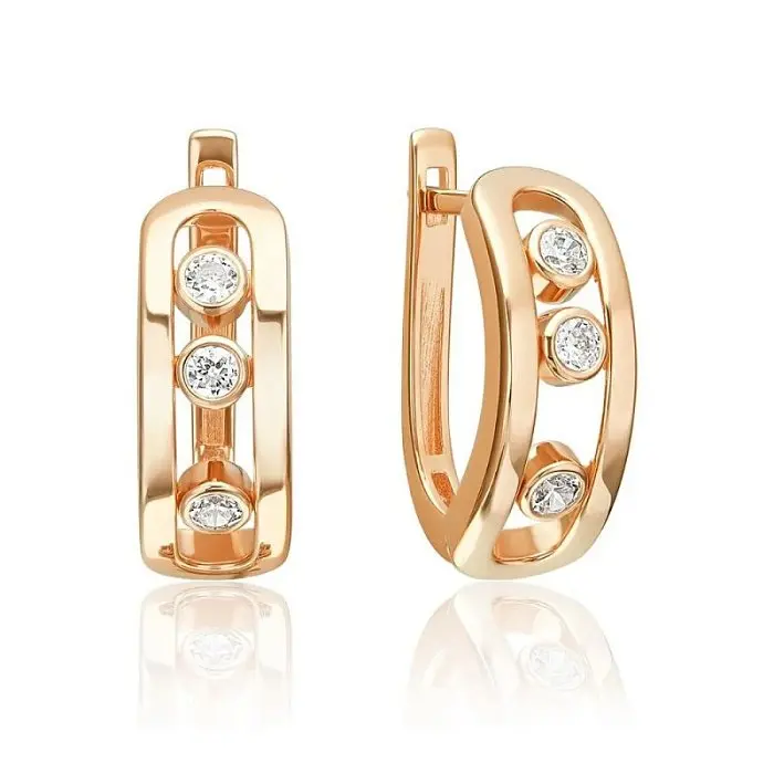 Серьги с английским замком из красного золота