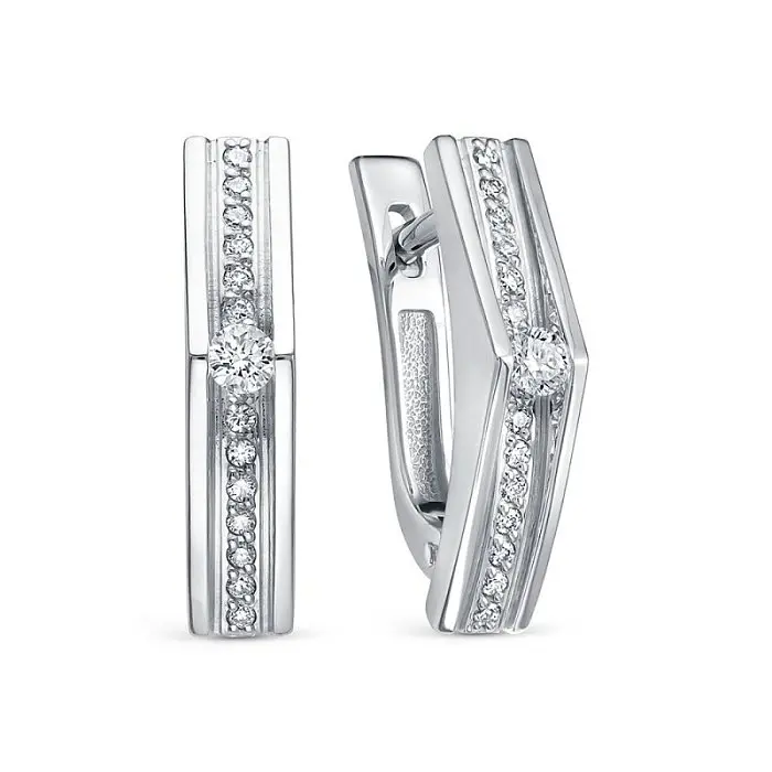 Серьги с английским замком из белого золота