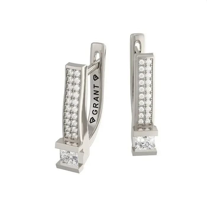 Серьги с английским замком из белого золота