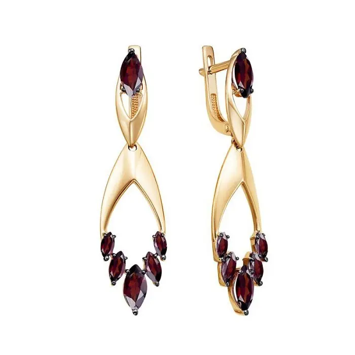 Серьги подвесные из красного золота