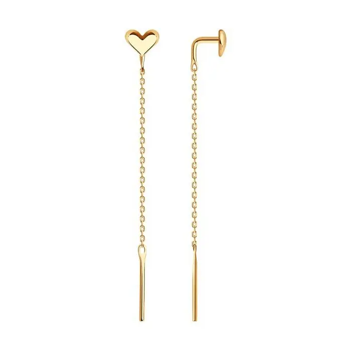 Серьги цепочки из красного золота