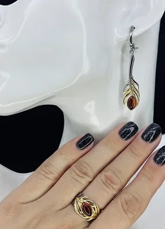 Серьги подвесные из позолоты
