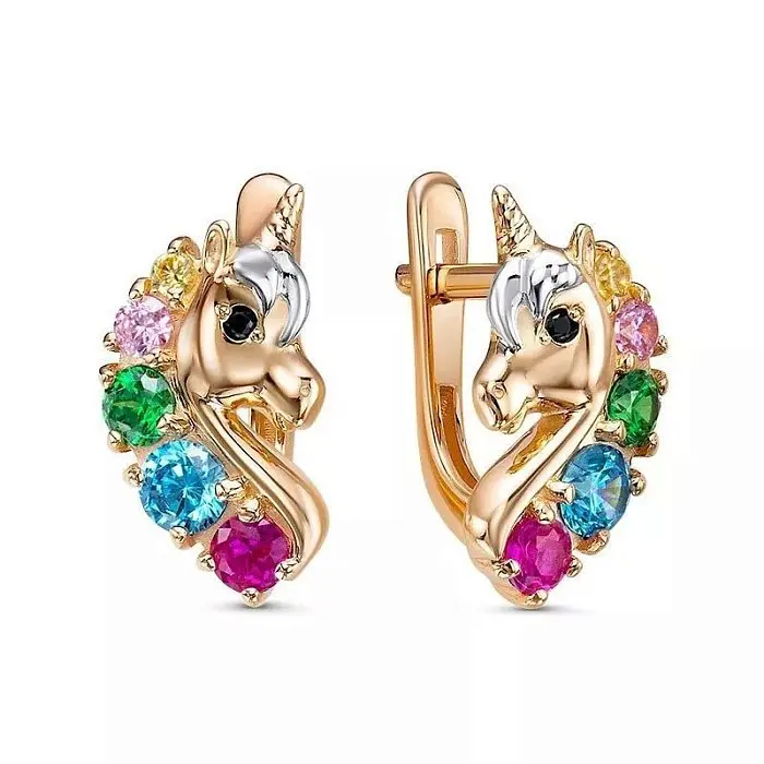 Серьги детские из красного золота