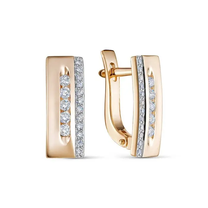 Серьги с английским замком из красного золота