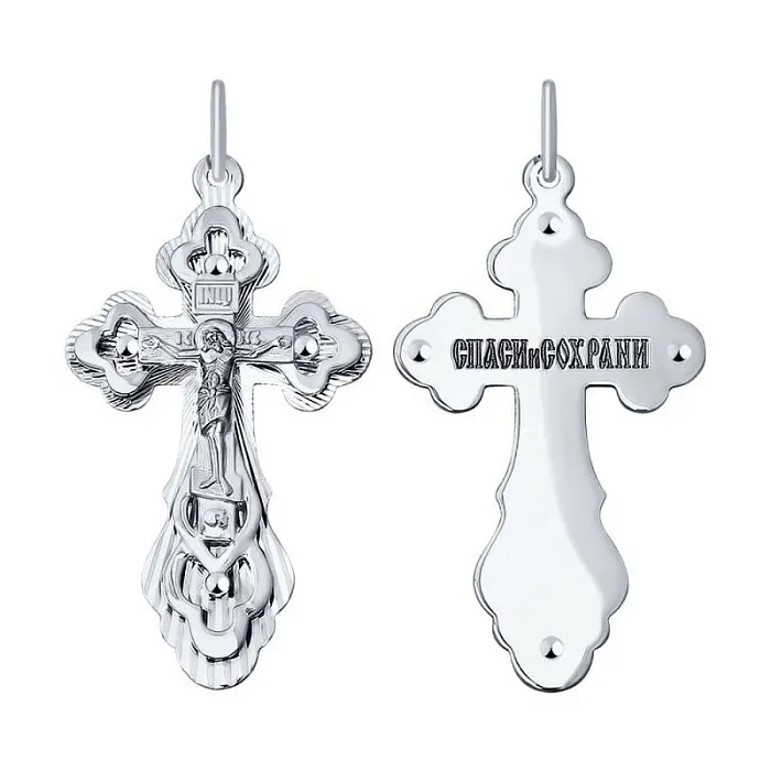 Подвеска крест из белого золота