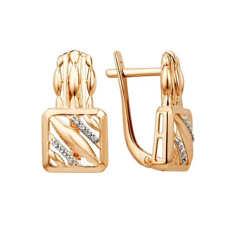 Серьги с английским замком из красного золота