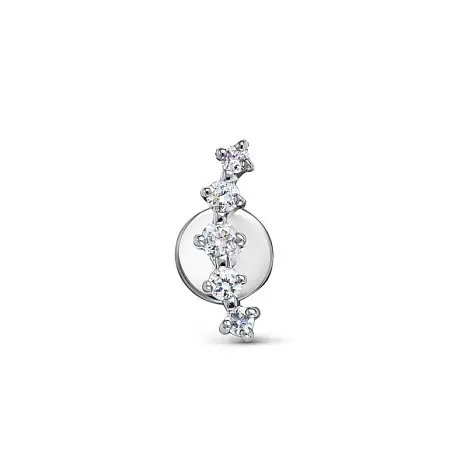 Серьги одиночные из белого золота