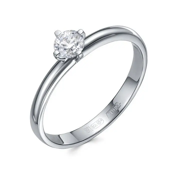 Кольцо помолвочное из белого золота