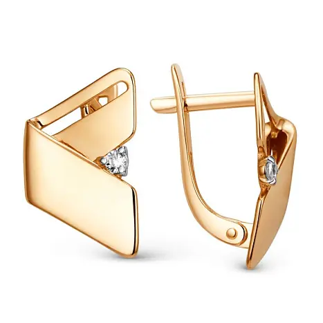 Серьги с английским замком из красного золота