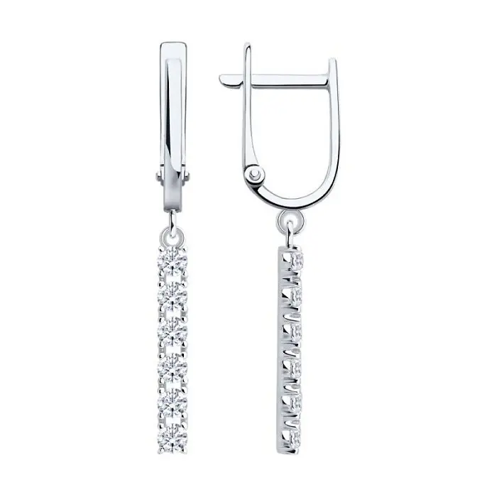 Серьги подвесные из белого золота