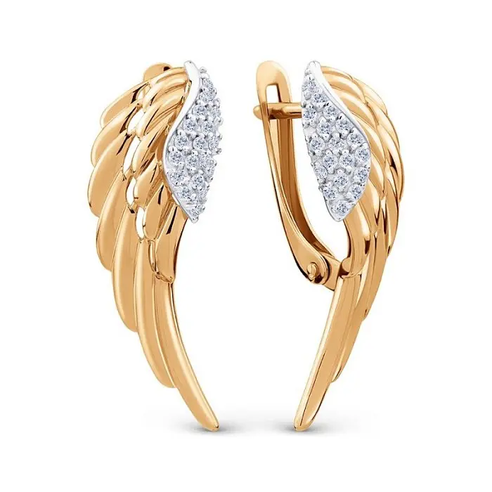 Серьги с английским замком из комбинированного золота