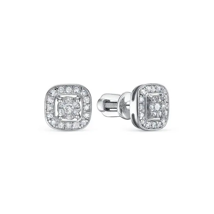 Серьги пуссеты из белого золота Серьги пуссеты из белого золота