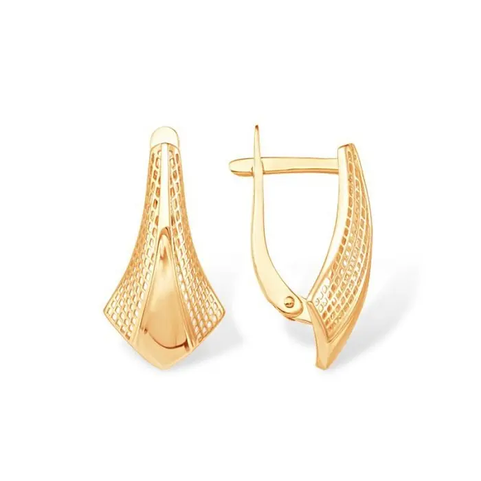 Серьги с английским замком из красного золота