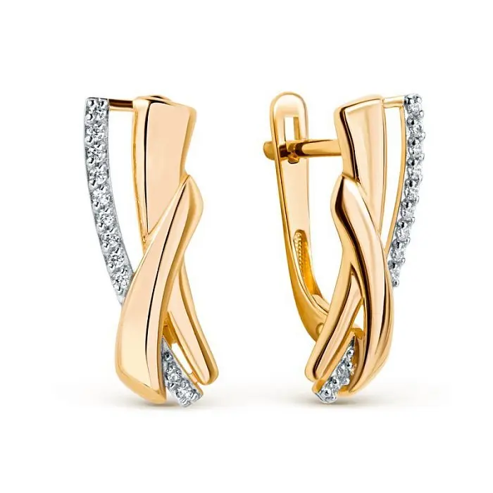 Серьги с английским замком из красного золота