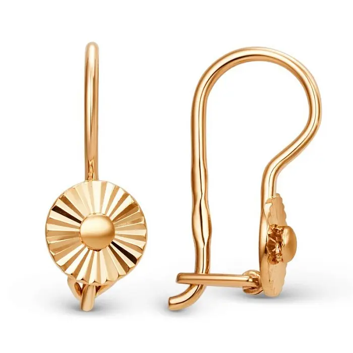 Серьги детские из красного золота