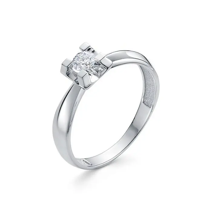 Кольцо помолвочное из белого золота