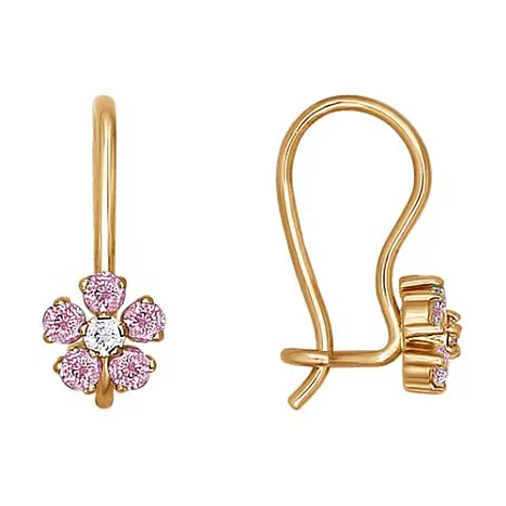 Серьги детские из красного золота