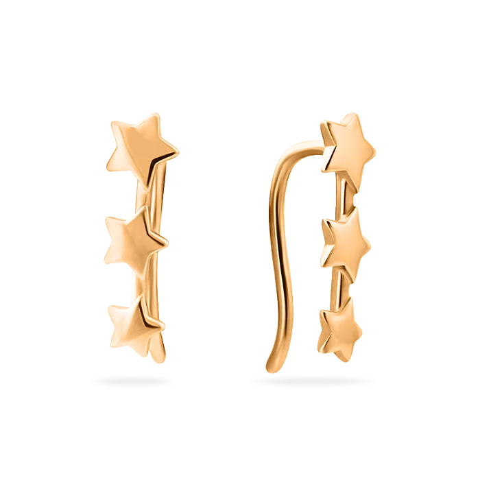 Серьги зажимы из красного золота