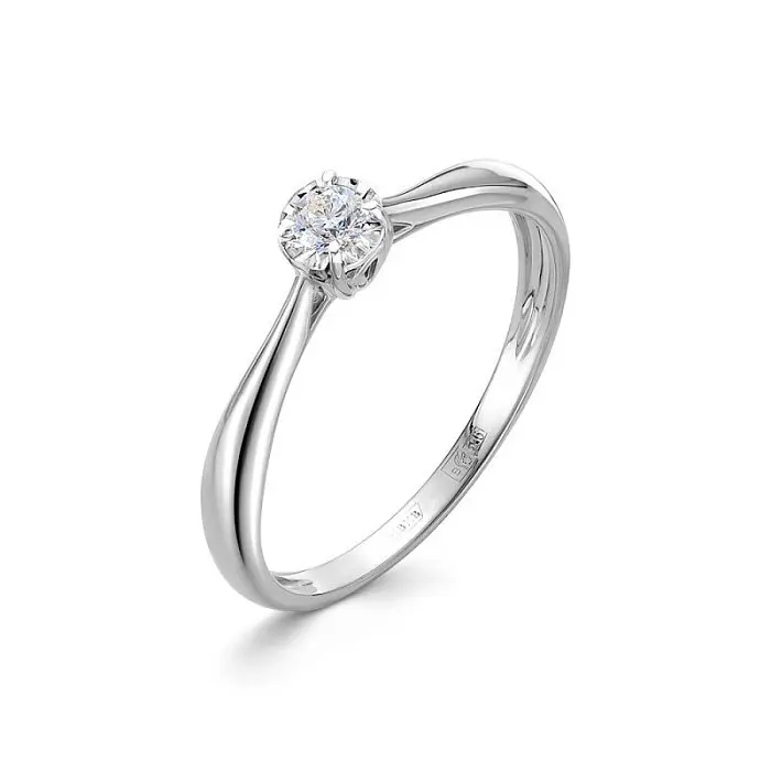 Кольцо помолвочное из белого золота