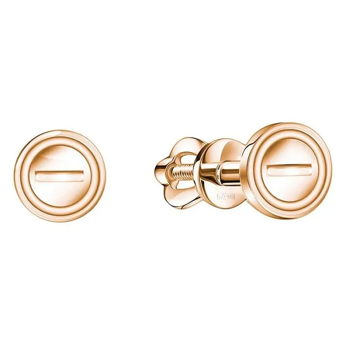 Серьги пуссеты из красного золота