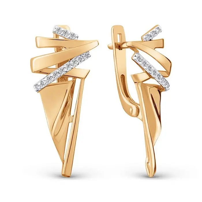 Серьги с английским замком из красного золота