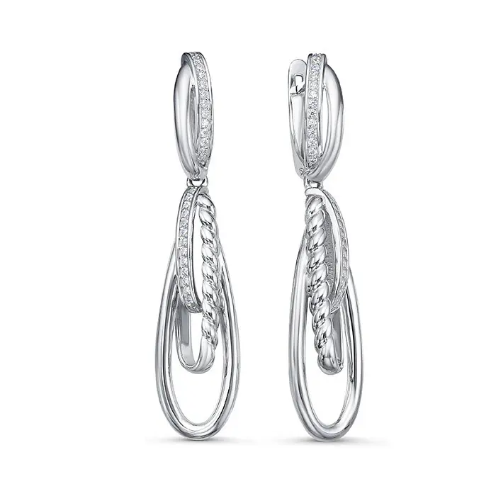 Серьги подвесные из серебра