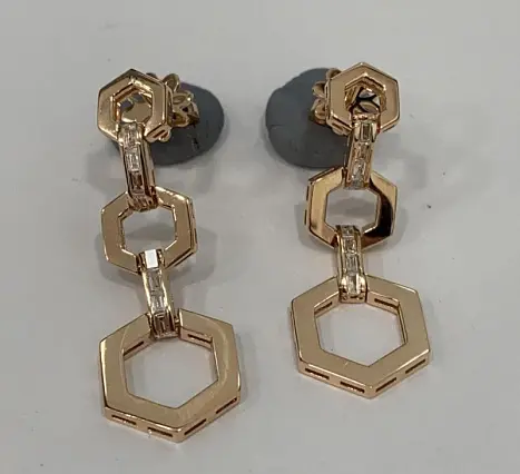 Серьги подвесные из красного золота