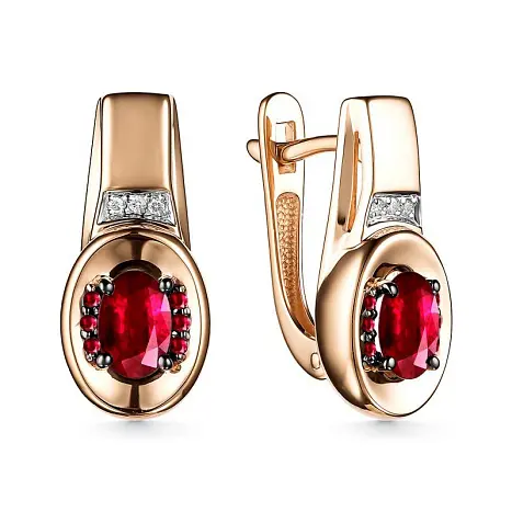 Серьги с английским замком из красного золота