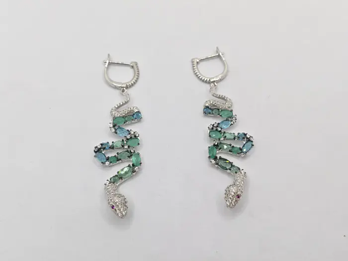 Серьги подвесные из серебра