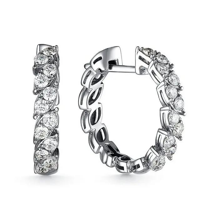 Серьги конго из белого золота