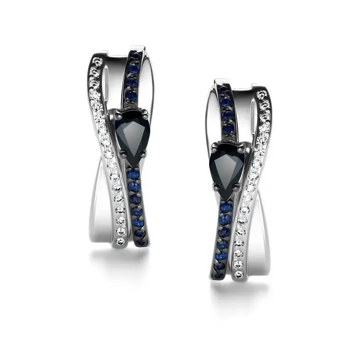 Серьги с английским замком из белого золота вид 1