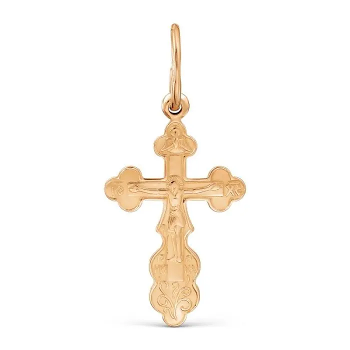 Подвеска крест из красного золота