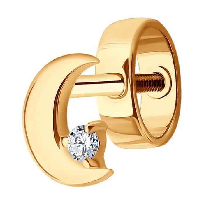 Серьги одиночные из красного золота