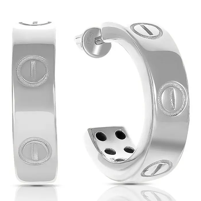 Серьги пуссеты из белого золота