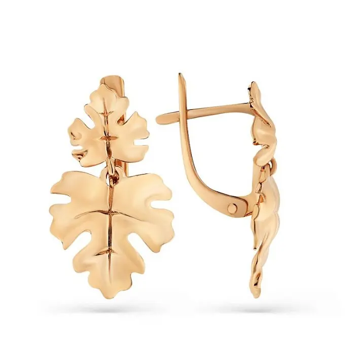 Серьги подвесные из красного золота